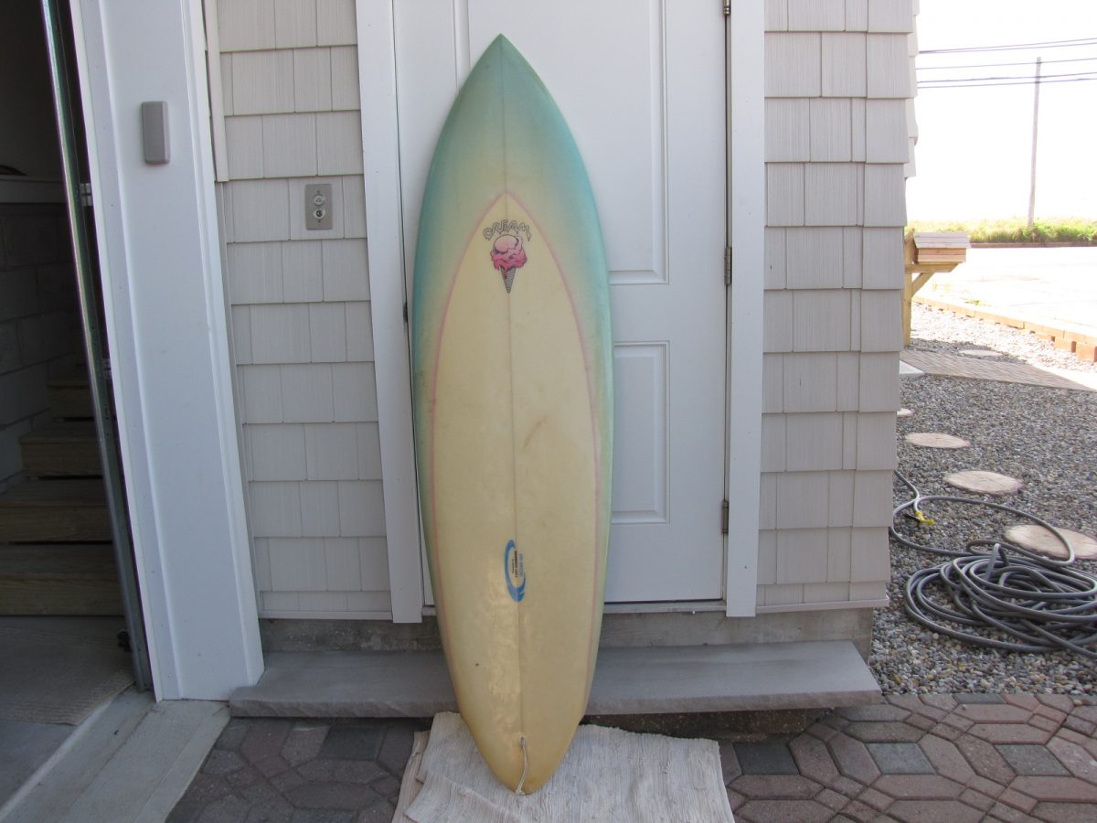 Late 70's/early 80's Vintage Cream Surfboard Island Trader Surf Shop